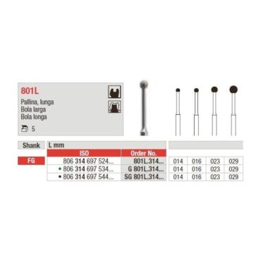 Broca FG Diamante Esférica Longa 801L - Modelos | Edenta
