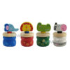 quatro modelos do Guarda Dentes Madeira da Artmed Kids com decoração de diferentes animais