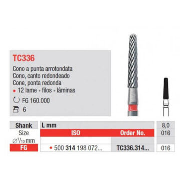 Broca FG Tungsténio Cónica TC336 | Edenta
