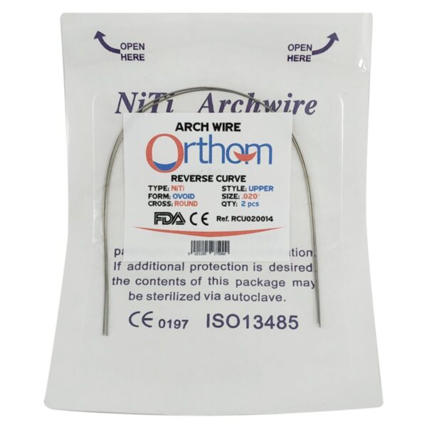 Arco Ortodontia NiTi Reverso Redondo - Embalagem | OrthoM