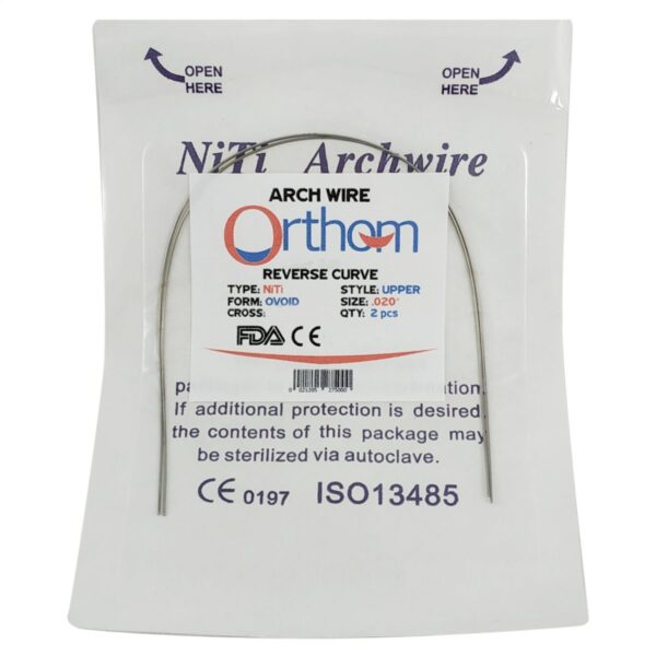 Arco Ortodontia NiTi Reverso Retangular - Embalagem | OrthoM